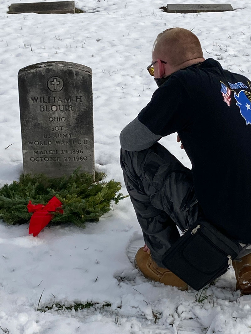 Wreaths placed at Greenwood Cemetary in honor of our Veterans